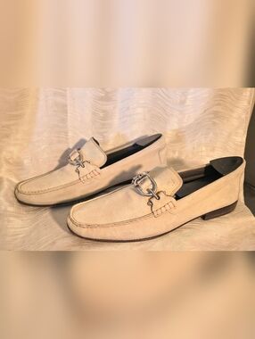 Men's D.J. Pliner White Suede Bit Loafers 11M, Light Wear Superb Condition Italy